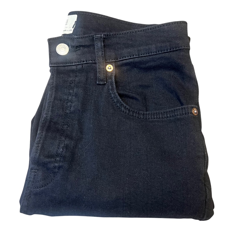 We The Free Size 29 Black Distressed Ripped Raw Hem High Rise Straight Leg Jeans